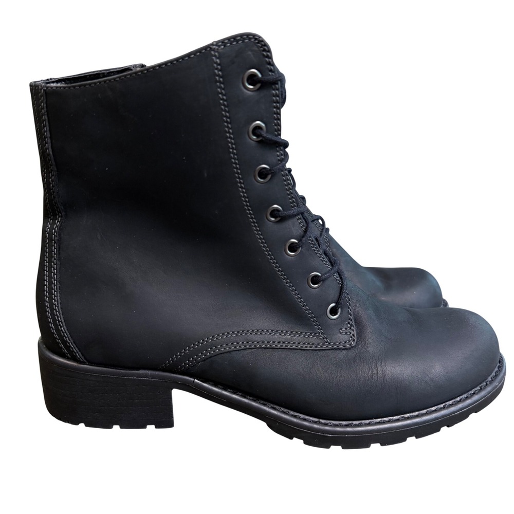 Clarks Ornico Spice 9.5 M Dark Gray Leather Lace Up Zip Combat Boots Lug Sole